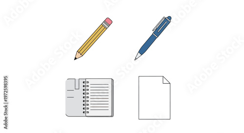 Pencils and blank paper notebook.