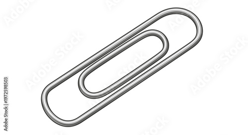 Metal paperclip office supply item.
