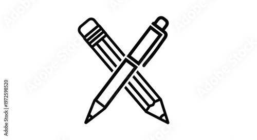 Two pencils crossed on white background.