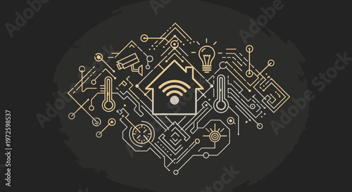 Smart home automation concept vector illustration of connected devices