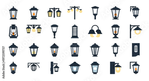 Collection of various street lamps.