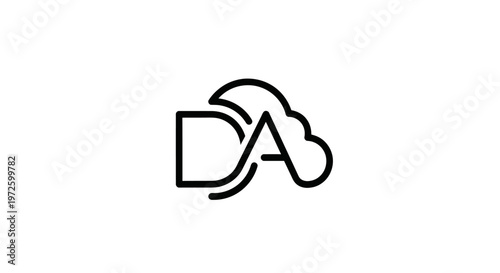 Minimalist cloud logo with intertwined letters D and A
