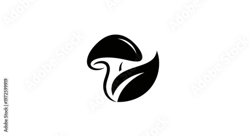 Mushroom and Leaf Silhouette Logo