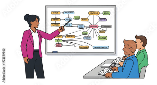 Businesswoman teaching team strategy on whiteboard in meeting