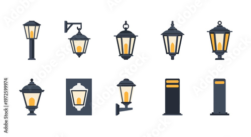 Collection of various street lamps.