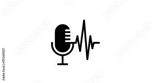 Microphone Icon and Sound Wave Vector Graphic