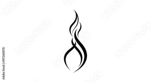 Abstract Black Flame Silhouette on White Background