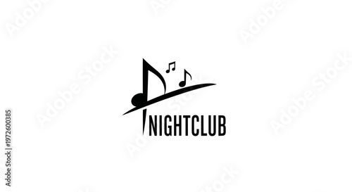 Nightclub Music Logo with Musical Notes