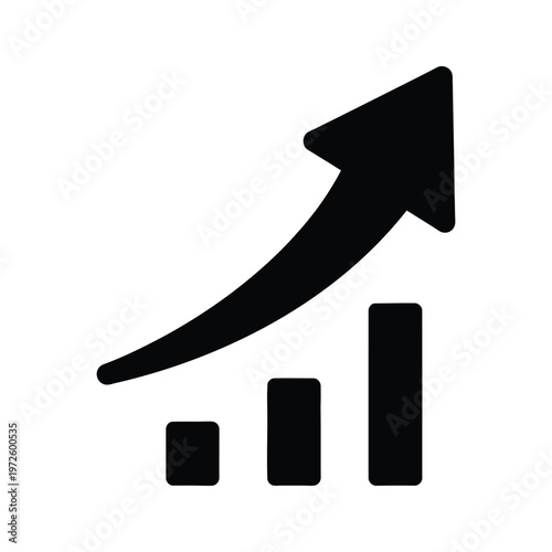 Growth chart with upward trend arrow and increasing bar heights