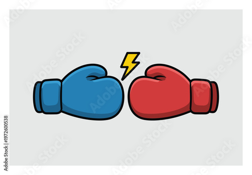 Two Boxing Gloves Facing Each Other with a Lightning Bolt Symbol