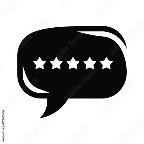Speech bubble with five white stars inside a black background