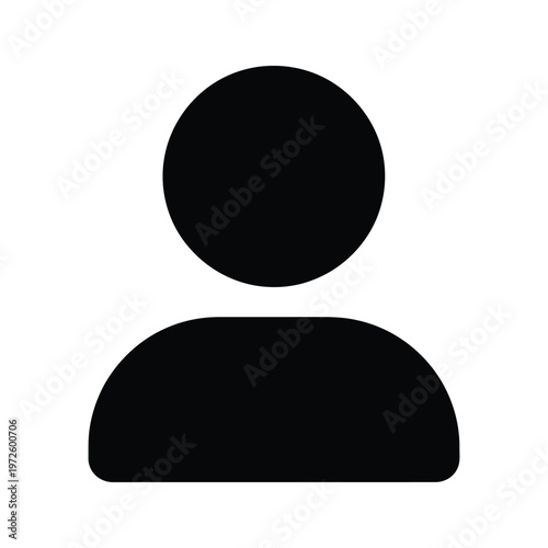 Simple black silhouette of a person with a rounded head and broad shoulders