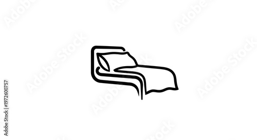 Chaise Lounge Icon - Minimalist Line Art Illustration of a Relaxing Daybed