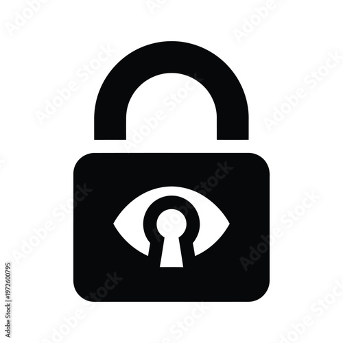 Secure lock with an eye symbol representing surveillance and privacy protection.