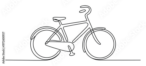 Minimalist single-line of a bicycle on a white background