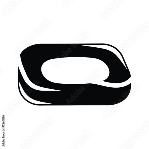 Stylized sketch of a curved rectangular object resembling a stylus or pen