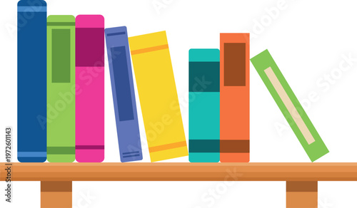 Colorful books stack on shelf education illustration