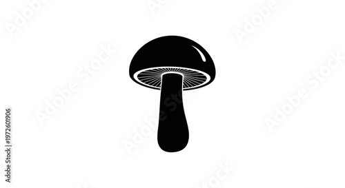 Black silhouette of a mushroom on a white background, simple illustration