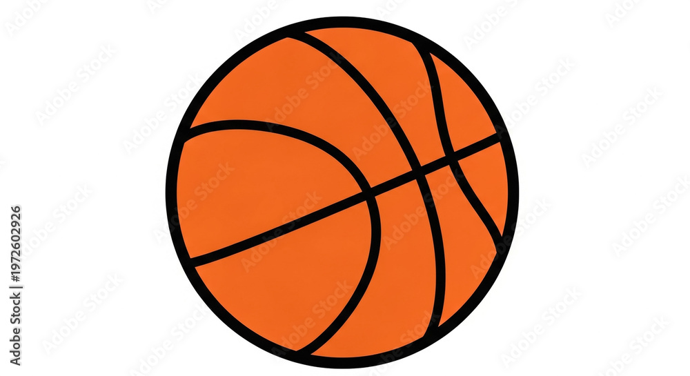 Obraz premium A brightly colored orange basketball with black lines, presented as a simple and clear graphic on a white background.