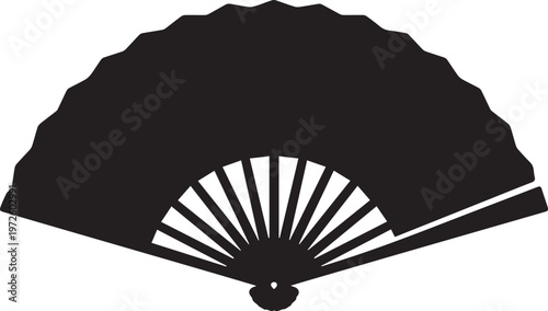 Folding Hand Fan Silhouette Summer Cooling Tool Vector