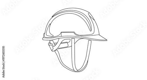 Vector illustration of a stainless steel whisk, pan, and kitchen knife with a protective construction hardhat icon as food equipment safety symbols