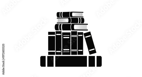 A stack of books in black silhouette.