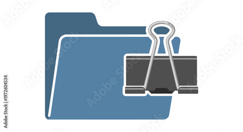 Blue File Folder with Binder Clip.