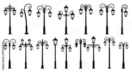 Collection of various street lamps.