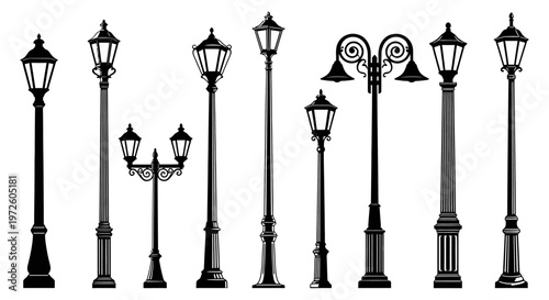 Collection of various street lamps.