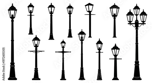 Collection of various street lamps.