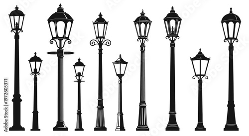 Collection of various street lamps.