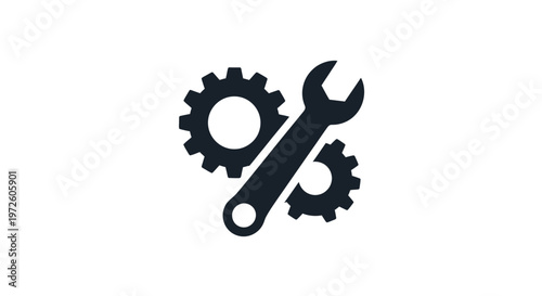 Wrench and gear icons tools.