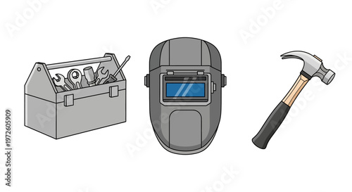 Welding Helmet and Tools.