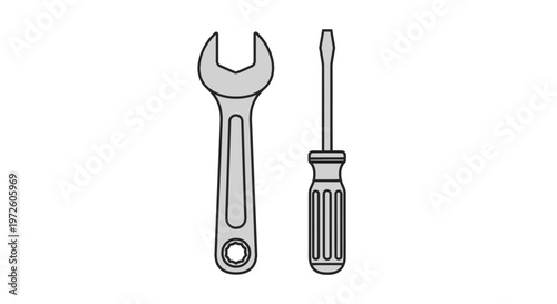 Wrench and screwdriver tools side by side.