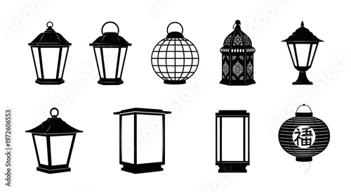 Lanterns in various designs and shapes.