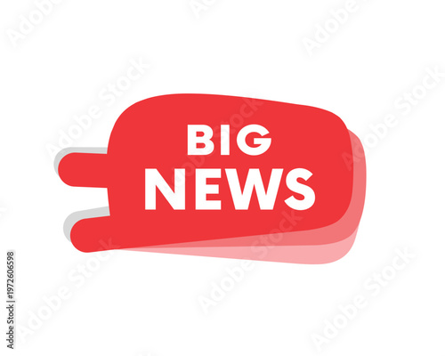 Big news banner, text colorful eps vector editable red rippon. Business, ad design. Web element speech.