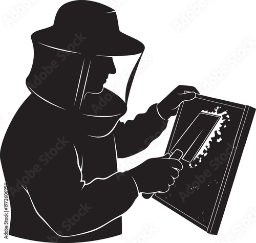 Beekeeper Inspecting Hive with Smoker