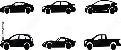 A set of car silhouettes on transparent background