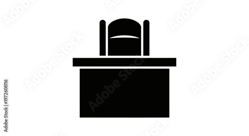Simple icon of a chair on desk.