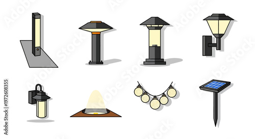 Solar powered outdoor garden lights.
