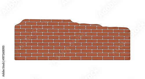 Red brick wall with broken corner.