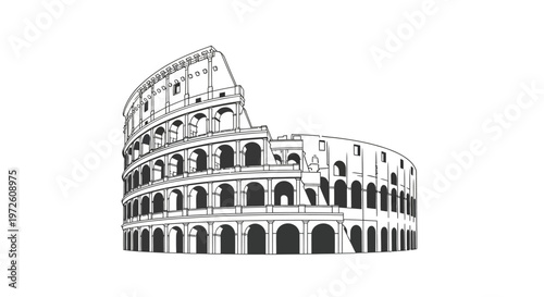 Ancient Roman Colosseum Architectural Structure.