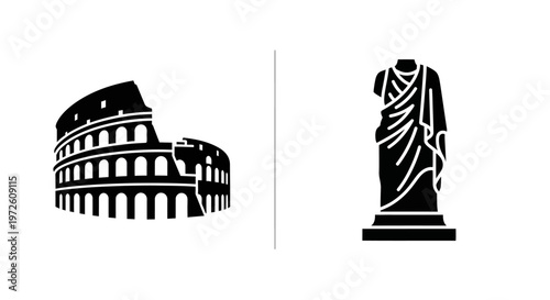 Ancient Roman Architecture And Statue.
