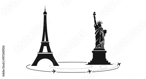 Eiffel Tower and Statue of Liberty.