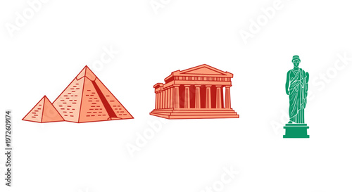 Pyramids and Statue of Liberty Models.