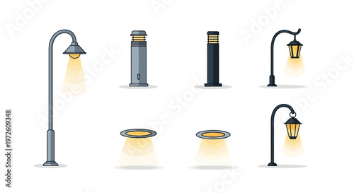 Street lamps in various designs.