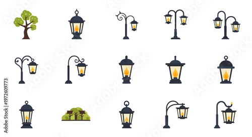 Street lamps in various designs.