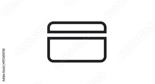 Clean credit card icon, simple outline graphic, isolated on white background
