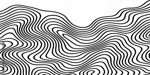 Abstract Black and White Topographic Contour Lines Vector Illustration Digital Landscapes and Geographic Elevation Patterns