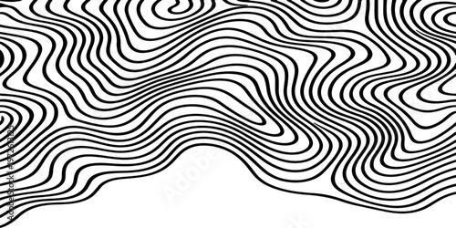 Abstract Black and White Topographic Contour Lines Vector Illustration Digital Landscapes and Geographic Elevation Patterns